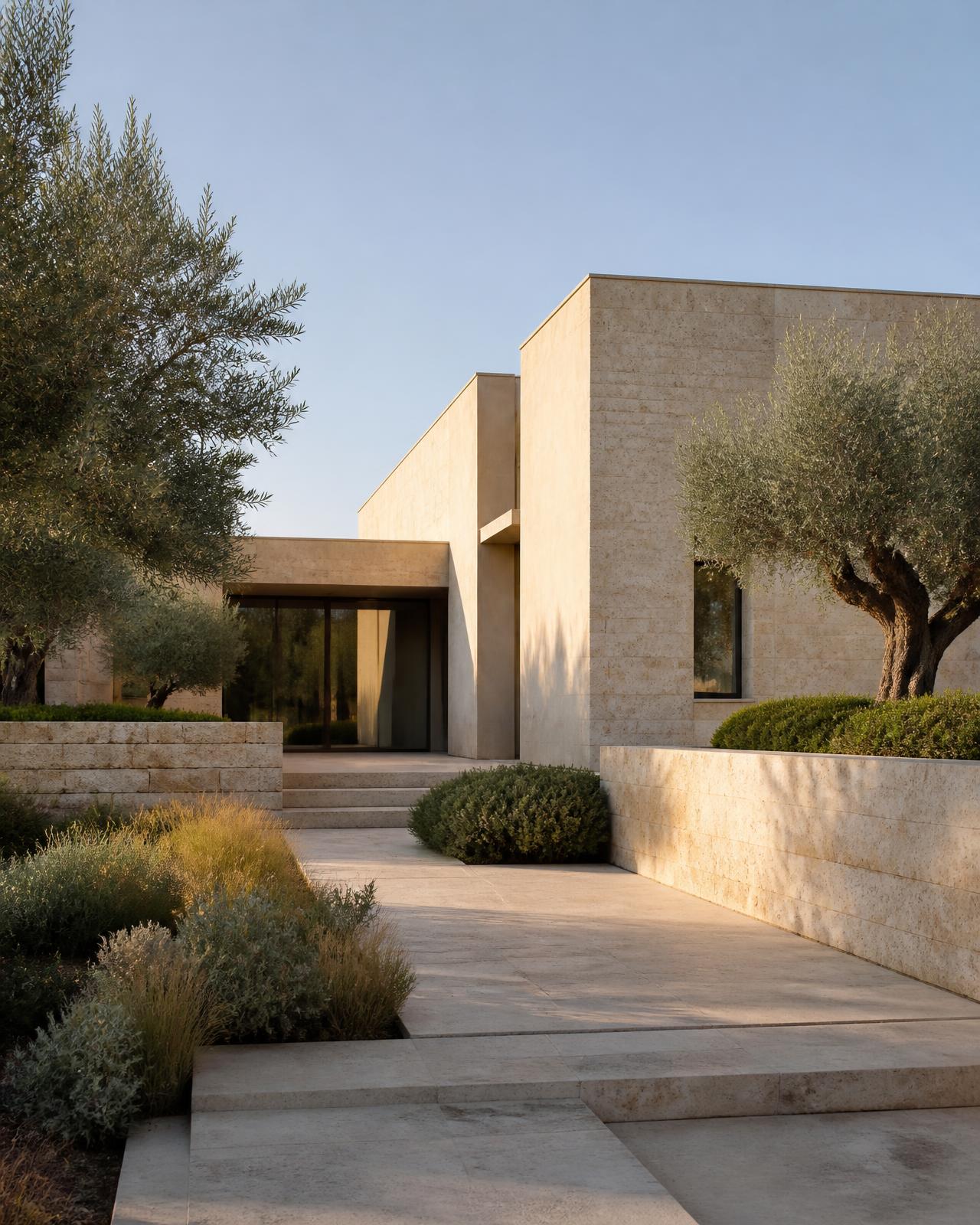 Courtyard Residence — Natural Limestone used for courtyard paving + exterior walls